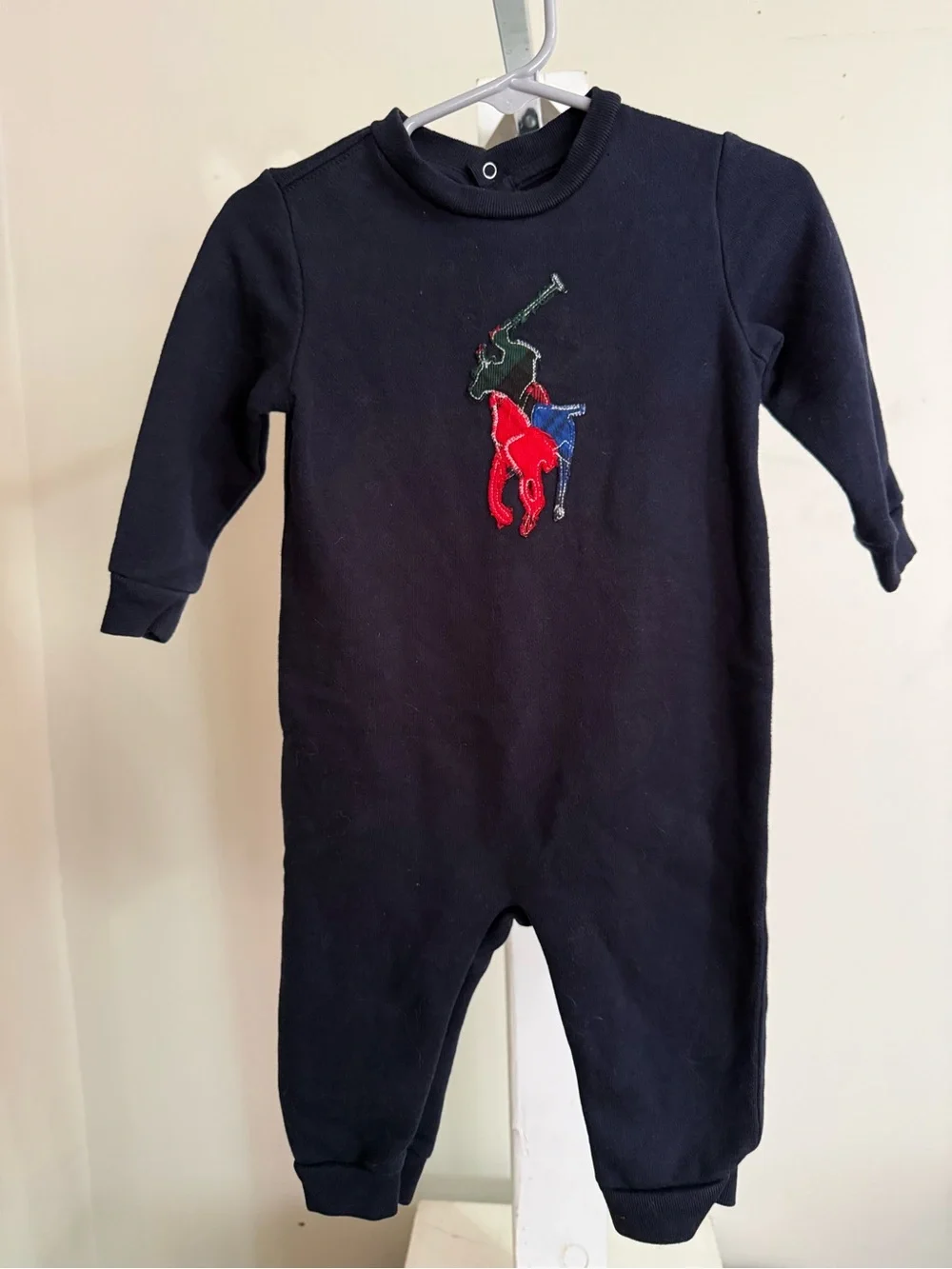 Ralph Lauren Baby Boys Plaid Big Pony Fleece Romper